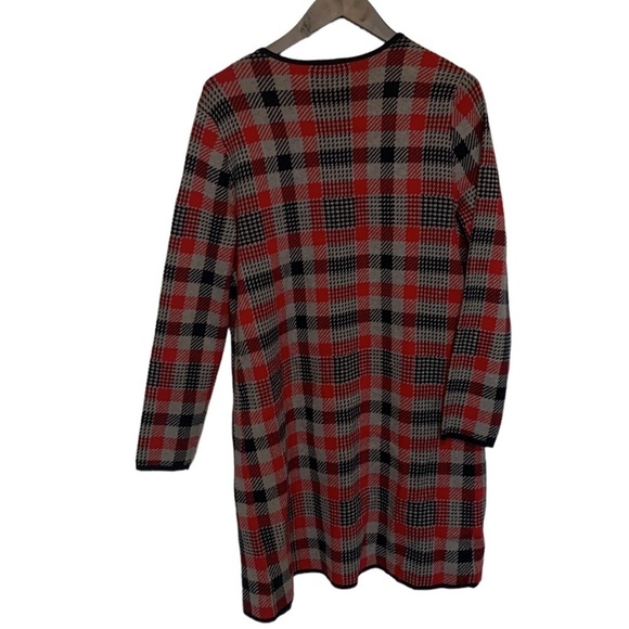 Jones New York Women Houndstooth Knit Plaid Sweater Long Duster Jacket NWT Small - Picture 2 of 14